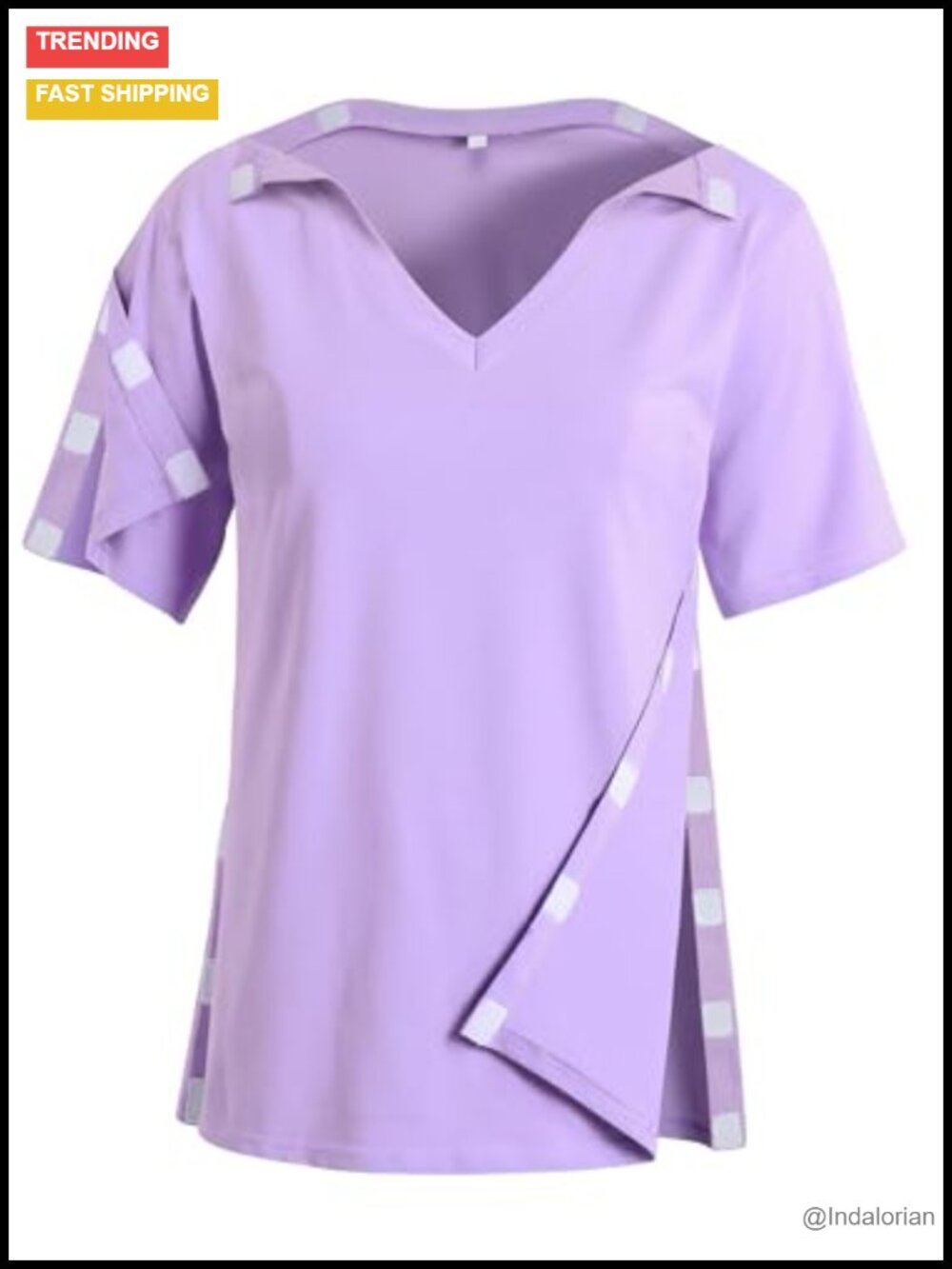 Women's Post Shoulder Surgery Recovery Shirt Tear Away V-Neck Short Sleeve